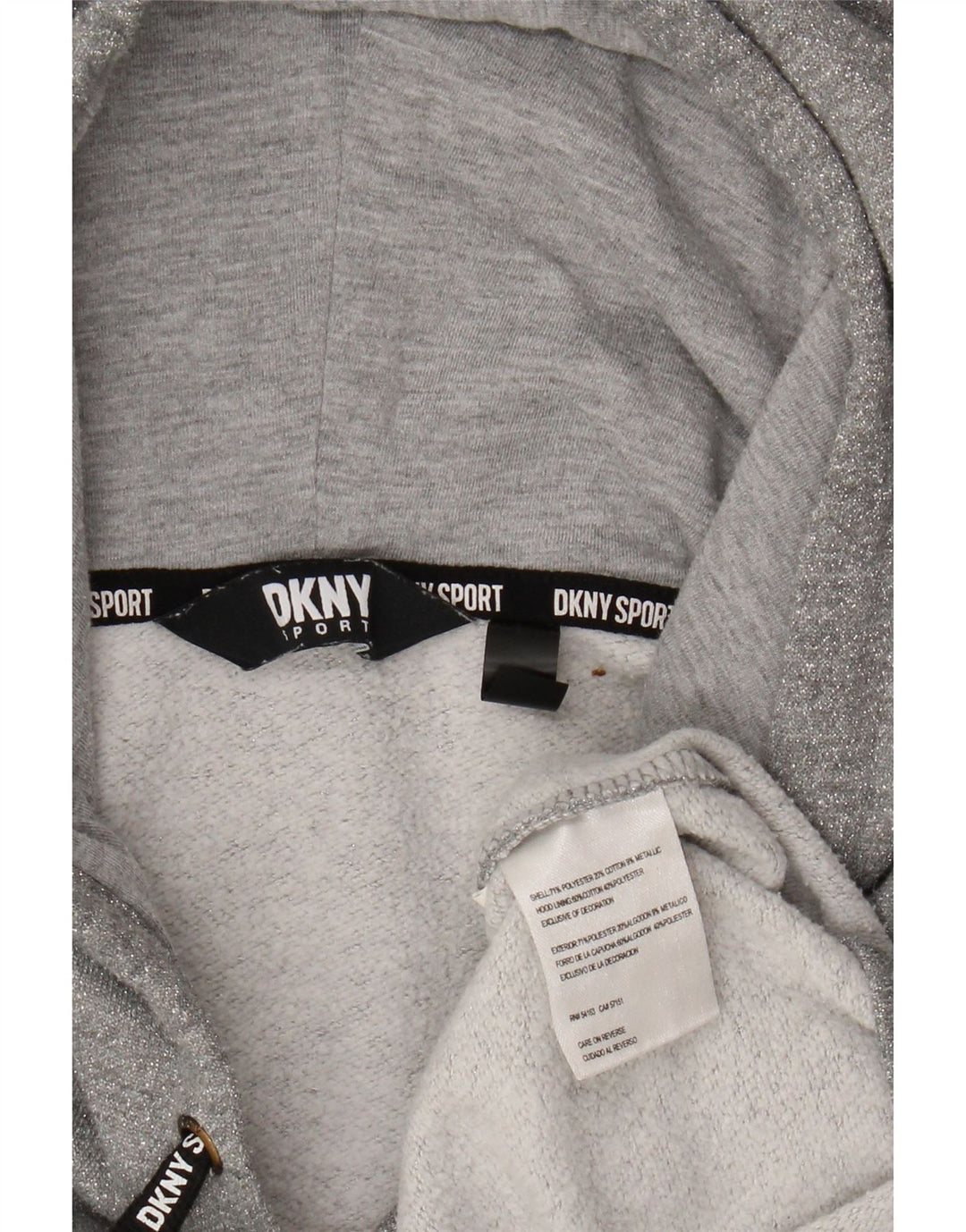 DKNY Womens Grafisk Oversized Hoodie Jumper UK 14 Medium Grey Polyester