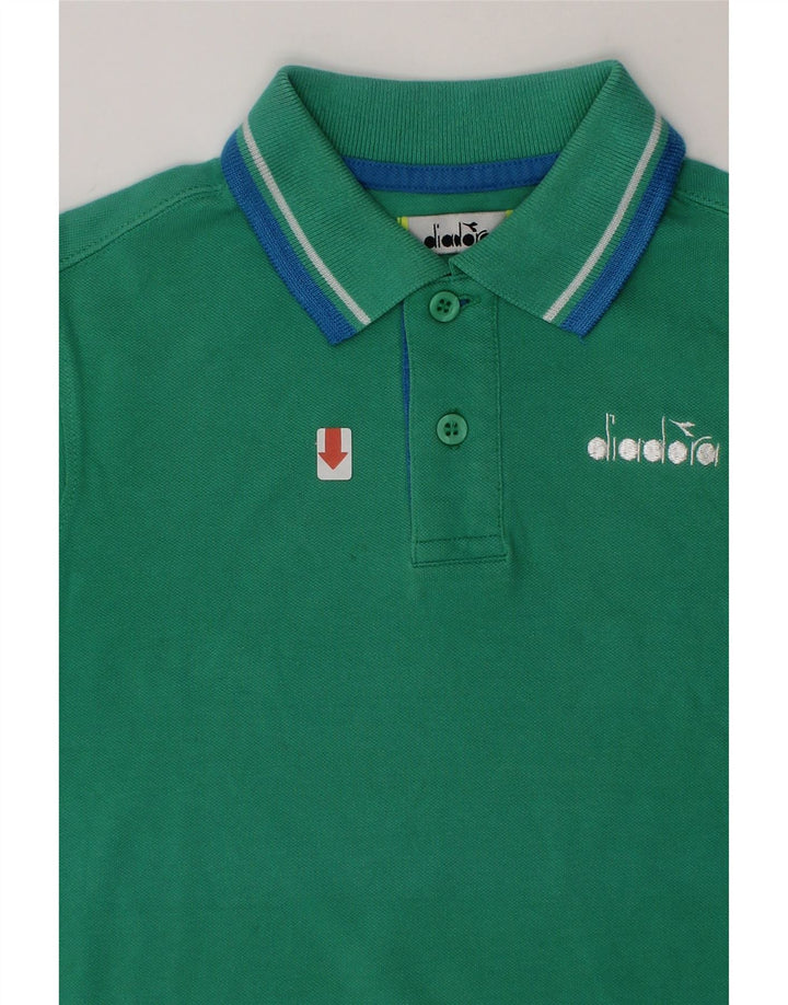 DIADORA Boys Polo Shirt 7-8 Years Green Cotton Vintage Diadora and Second-Hand Diadora from Messina Hembry 