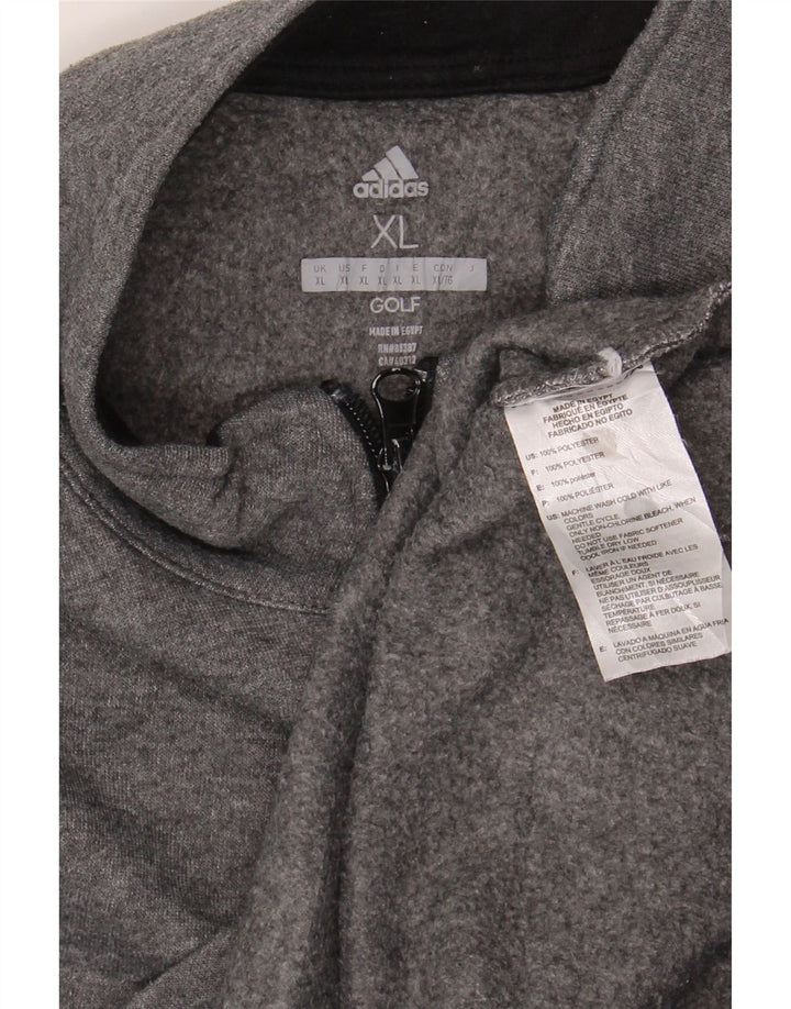 ADIDAS Mens Golf Zip Neck Sweatshirt Jumper XL Grey Polyester Vintage Adidas and Second-Hand Adidas from Messina Hembry 