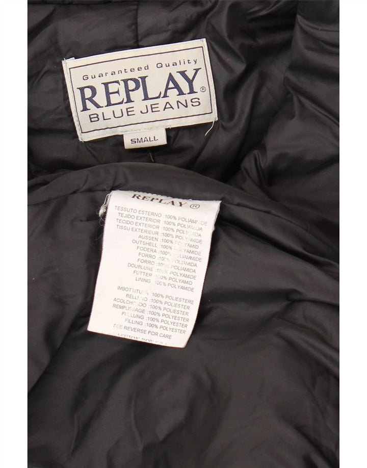 REPLAY Dame Loose Fit Polstret Frakke UK 10 Small Black Polyester