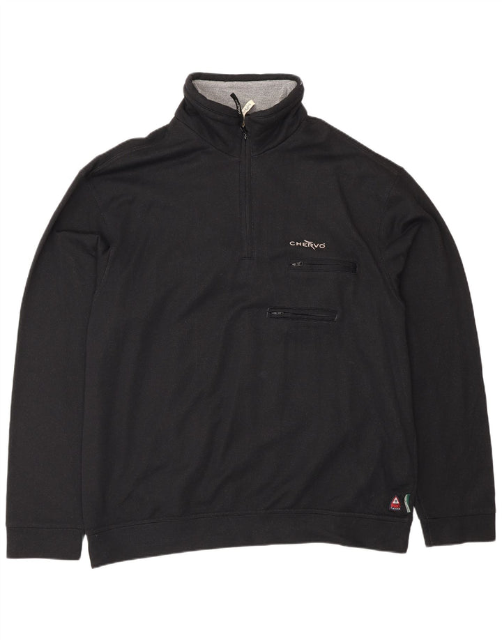 Chervo Herre Zip Neck Sweatshirt Jumper IT 58 3XL Sort Polyamid