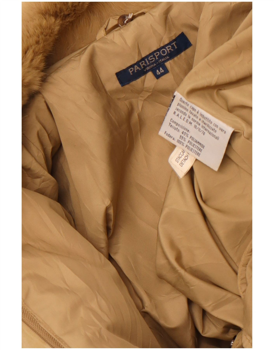 Parisport Dame Loose Fit Polstret Jakke IT 44 Medium Beige Polyamid