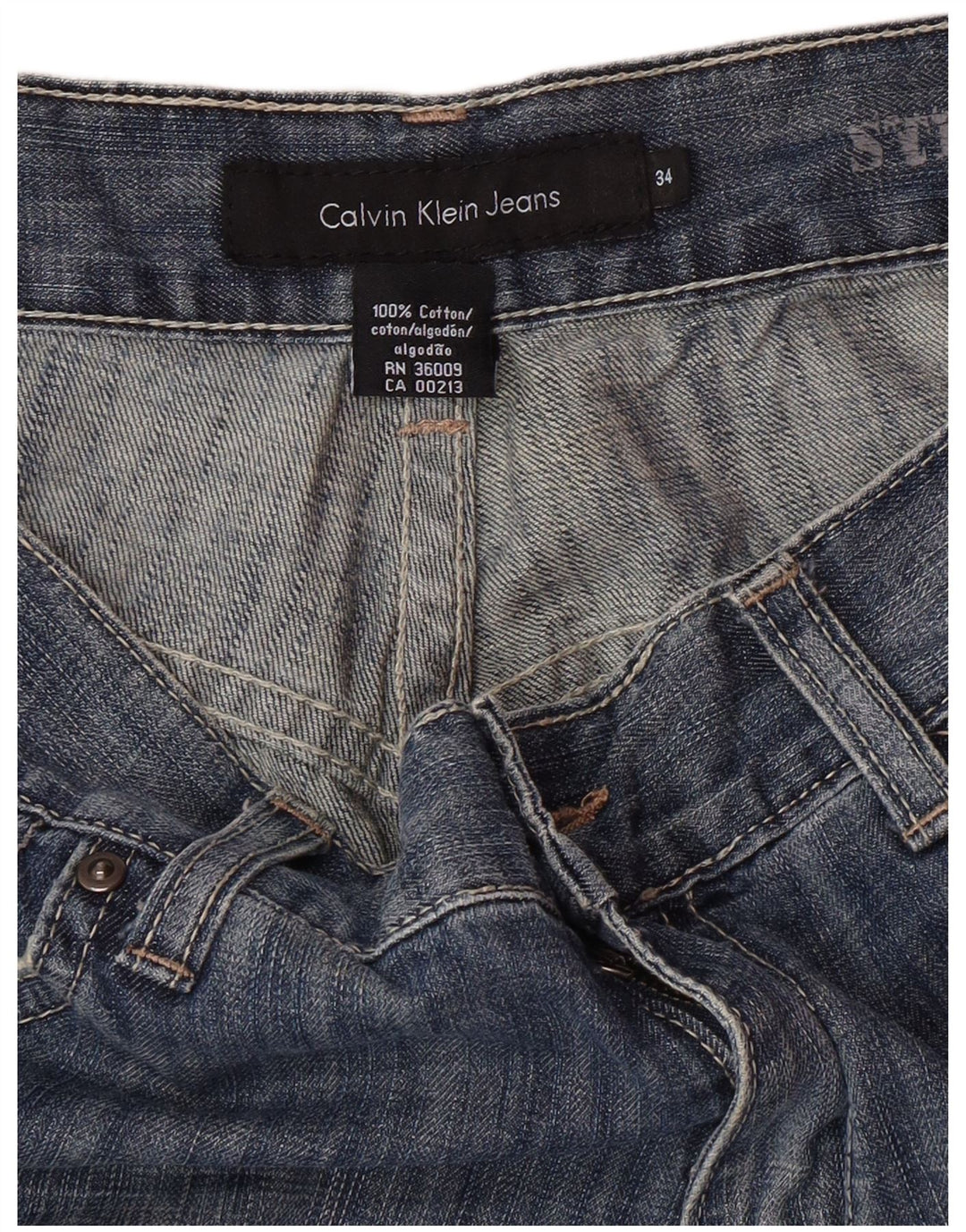 CALVIN KLEIN Straight jeans til mænd W34 L30 Blå Bomuld