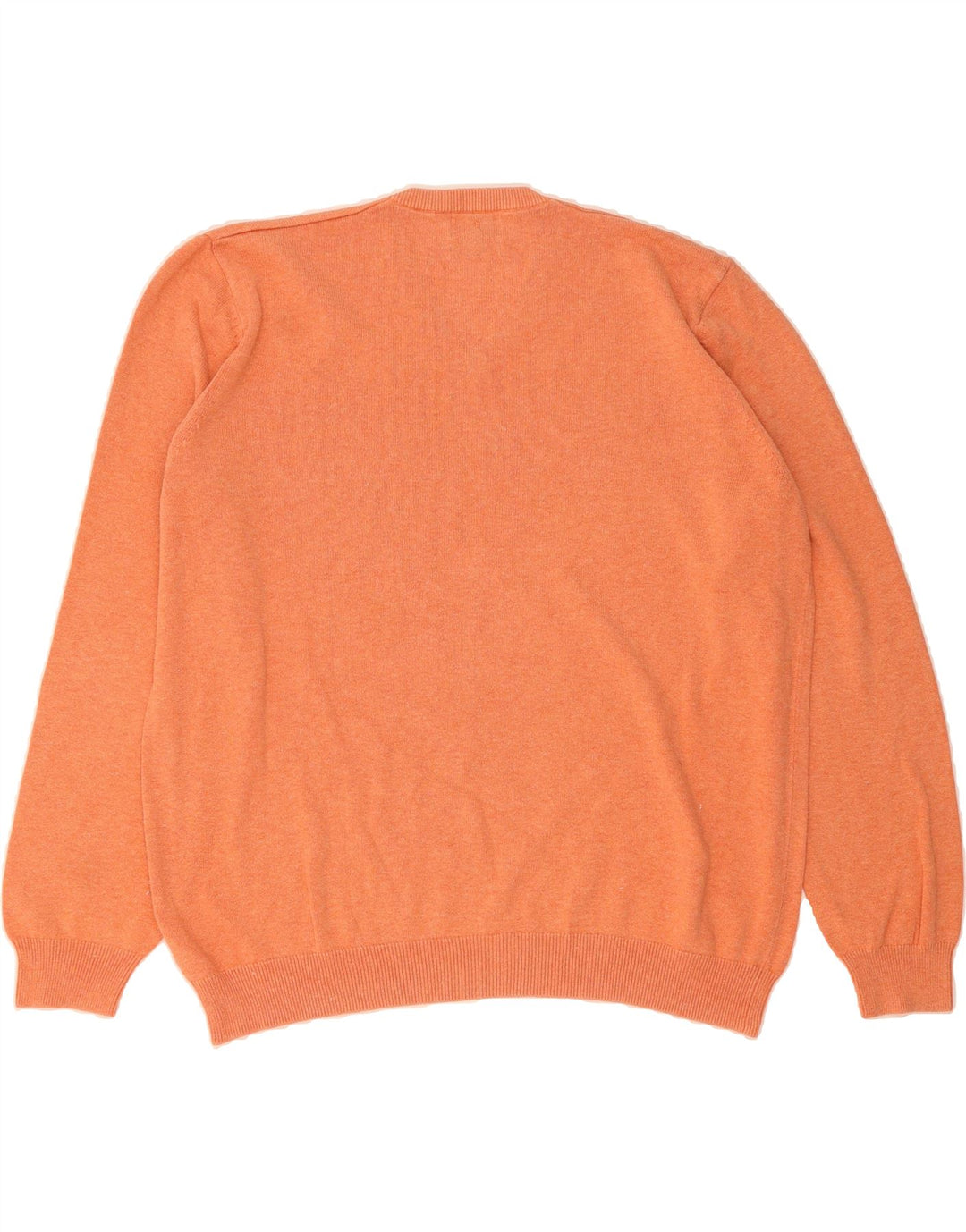 MARKS & SPENCER Mens V-Neck Jumper Sweater 2XL Orange Cotton Vintage Marks & Spencer and Second-Hand Marks & Spencer from Messina Hembry 