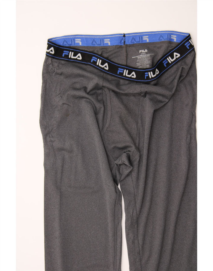 FILA Womens Graphic Leggings UK 14 Large  Grey Polyester Vintage Fila and Second-Hand Fila from Messina Hembry 