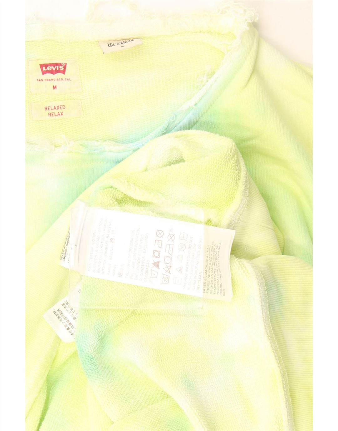 Levi's Herre Relaxed Graphic Sweatshirt Jumper Medium Green Tie Dye Bomuld