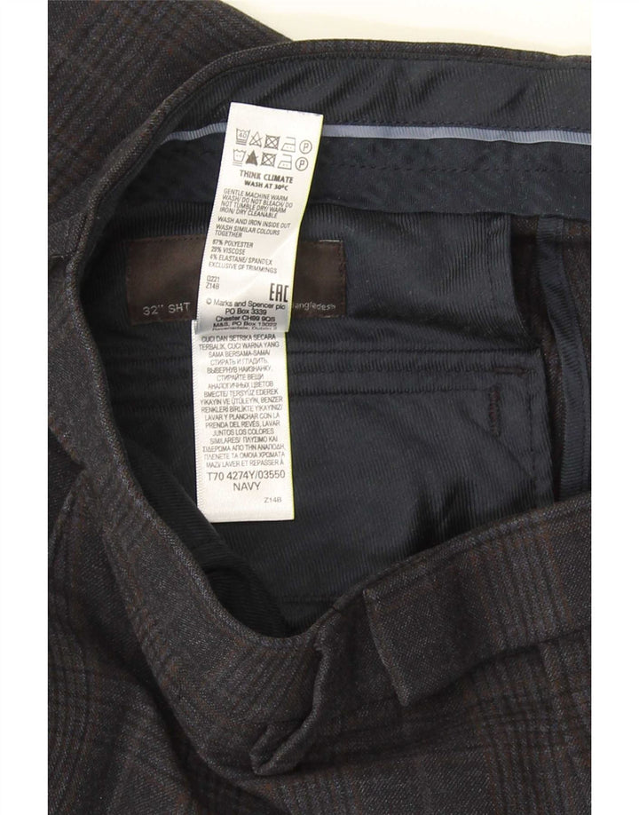 Marks & Spencer Herre Regular Fit Suit Bukser W32 L29 Navy Blue Check