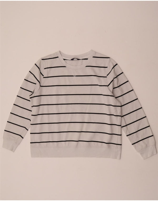 Marks & Spencer Dame Sweatshirt Jumper UK 18 XL Hvidstribet bomuld