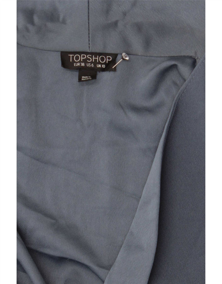 Topshop Dame Double Breasted Blazer Jacket UK 10 Small Blue Polyester