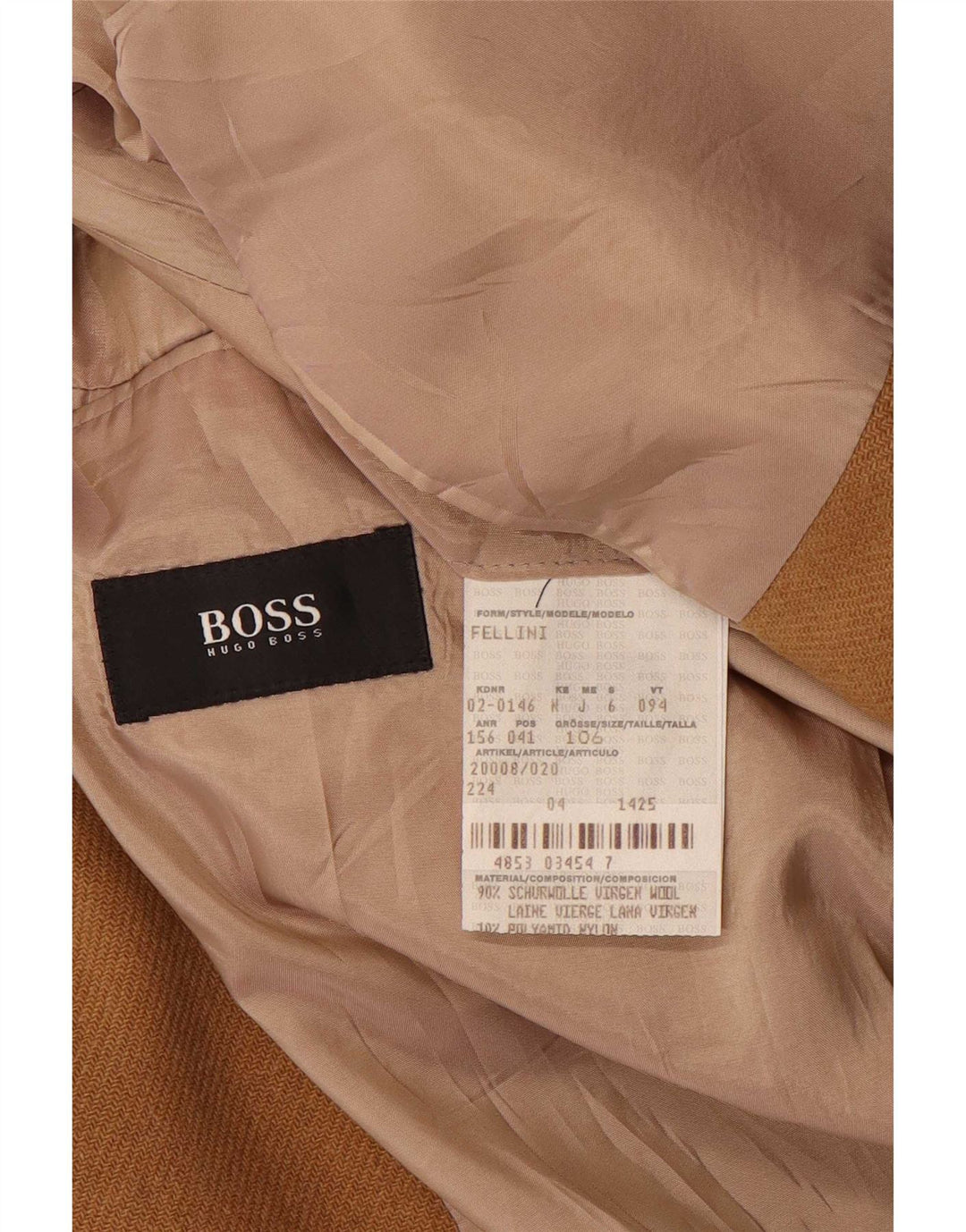 Hugo Boss Herre 3-knaps blazerjakke UK 42 XL Beige Uld