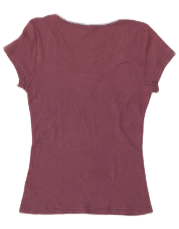 Lotto Dame T-Shirt Top UK 12 Medium Lilla Bomuld