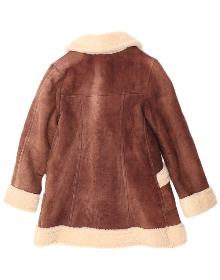 Vintage Dame Shearling Coat UK 10 Small Brown Colourblock