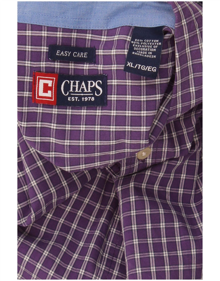 Chaps Herre Easy Care skjorte XL Lilla ternet bomuld
