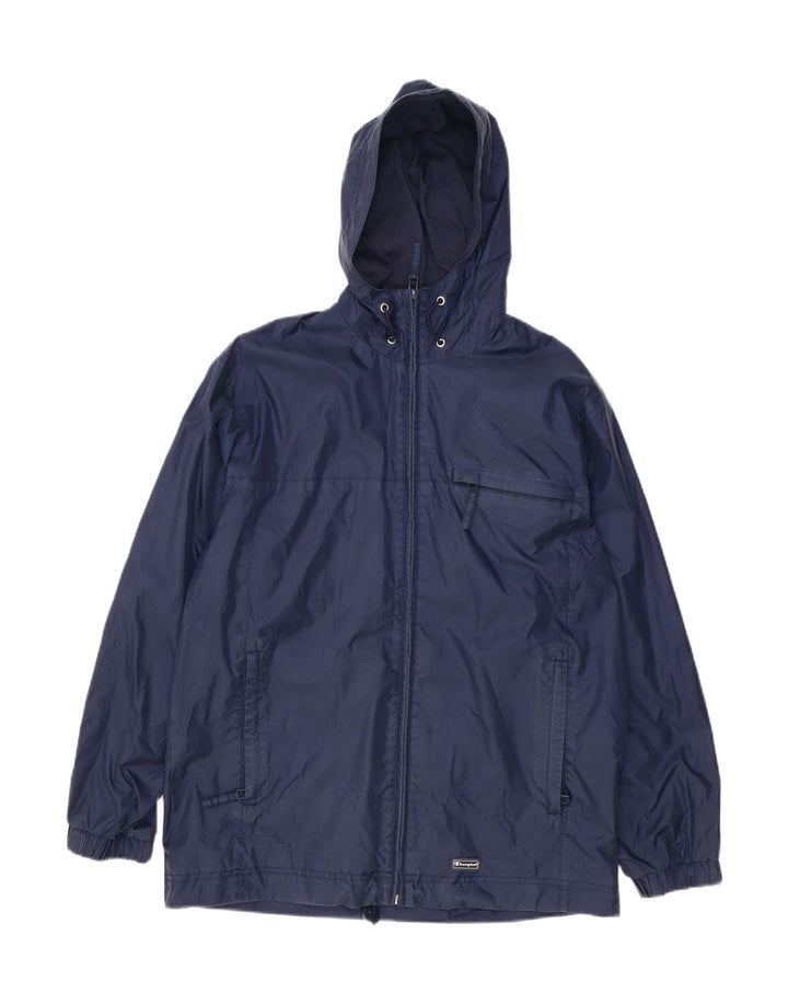 CHAMPION Mens Hooded Windbreaker Jacket UK 38 Medium Navy Blue