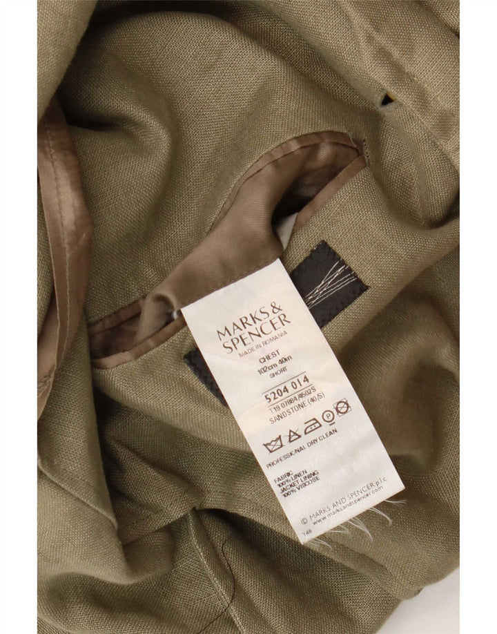 Marks & Spencer Herre 3-knaps blazerjakke UK 40 Medium Khaki Linen