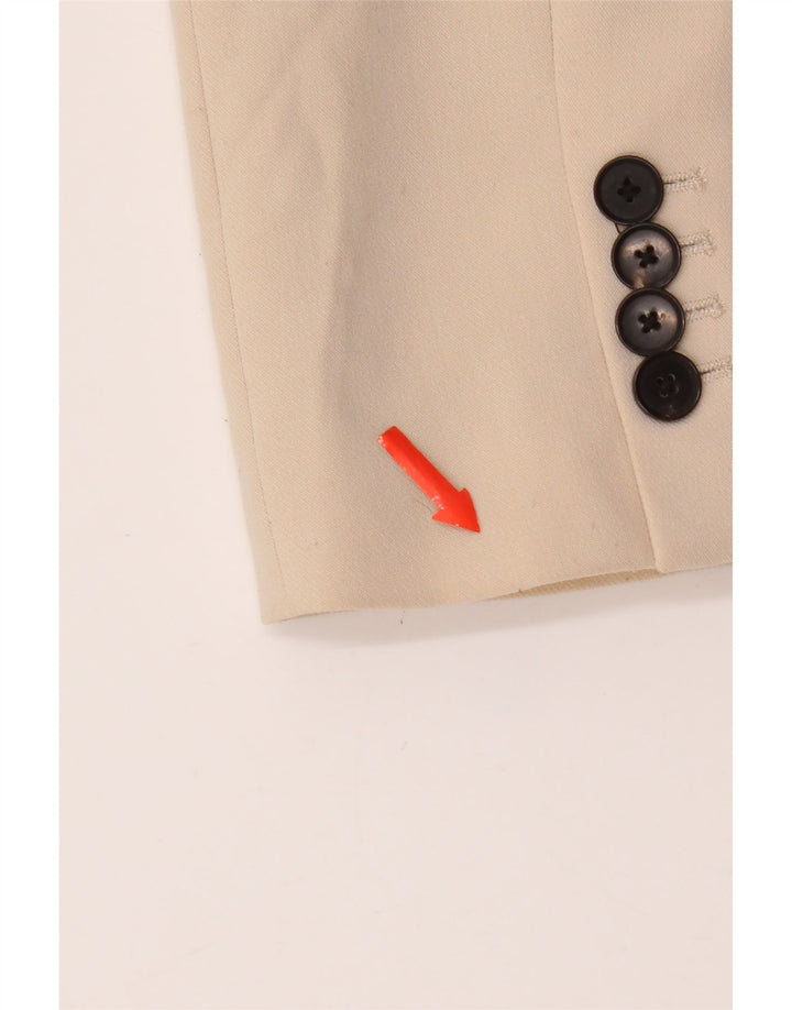 Zara Dame 1 Knap Blazer Jacket UK 10 Small Beige Polyester