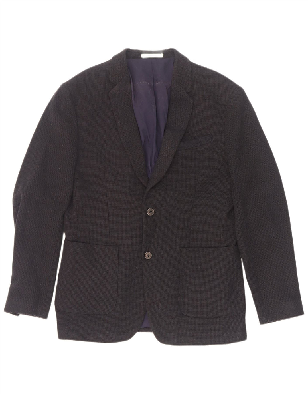 Zara Herre 2-knaps blazerjakke EU 52 Stor marineblå polyester