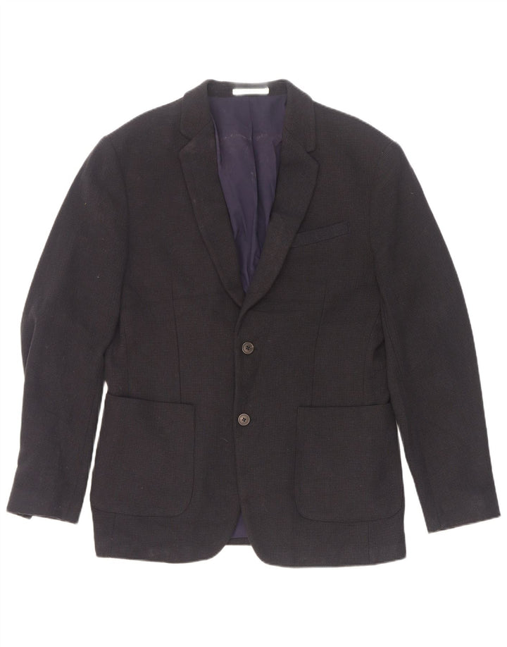 Zara Herre 2-knaps blazerjakke EU 52 Stor marineblå polyester
