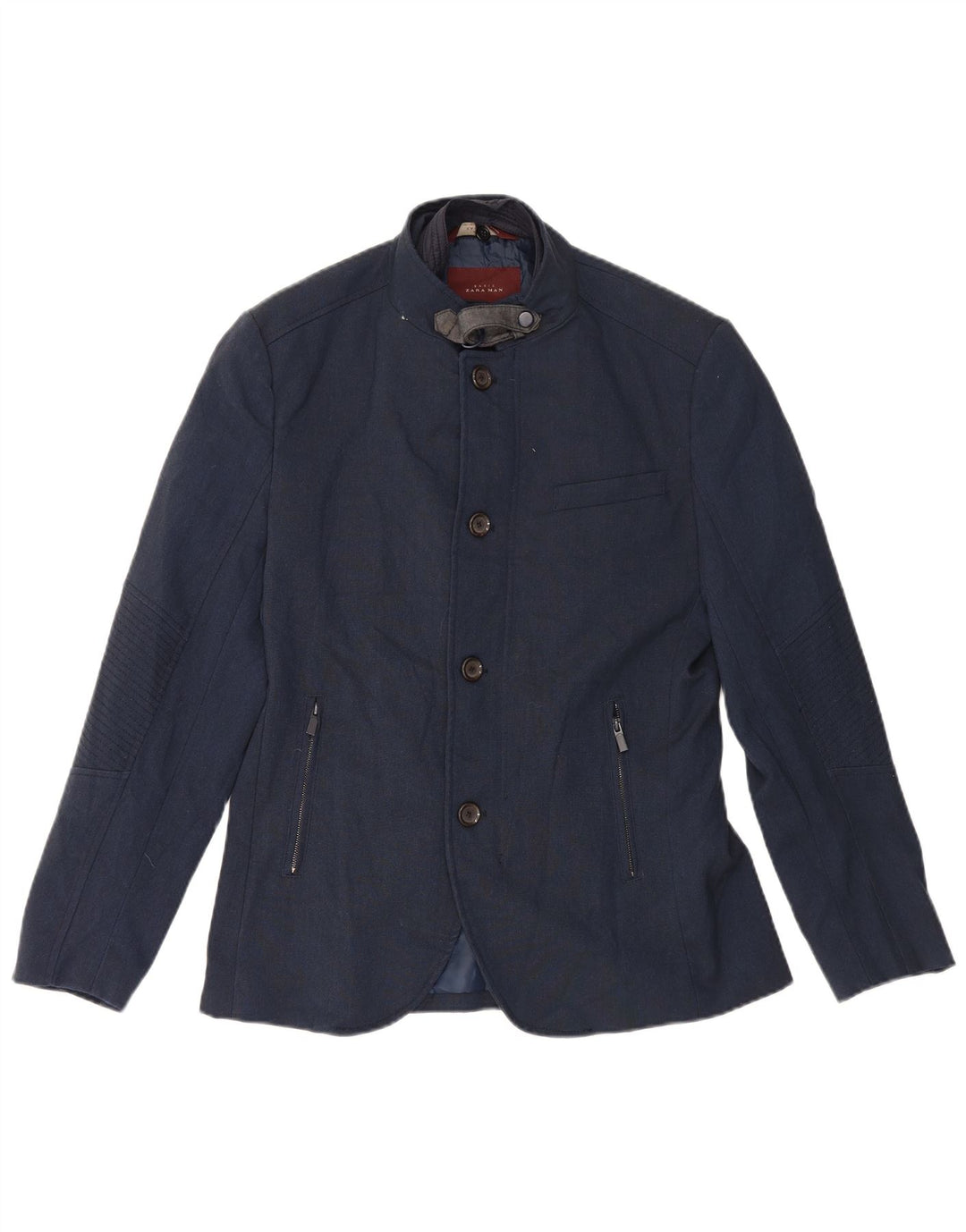 Zara Herre 4-knaps blazerjakke UK 40 Stor marineblå polyester