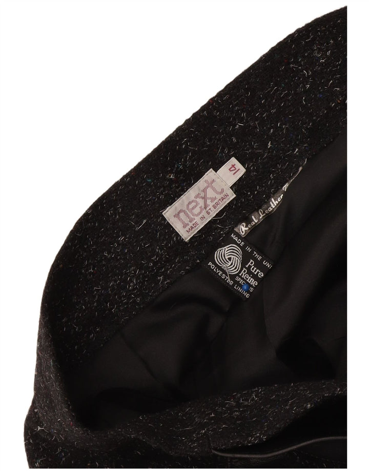 Næste Dame Midi Nederdel UK 14 Medium W32 Sort Flecked Merino Wool