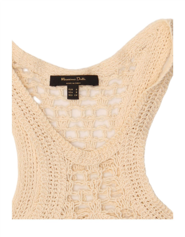 Massimo Dutti Dame hæklet Vest Top UK 10 Small Beige