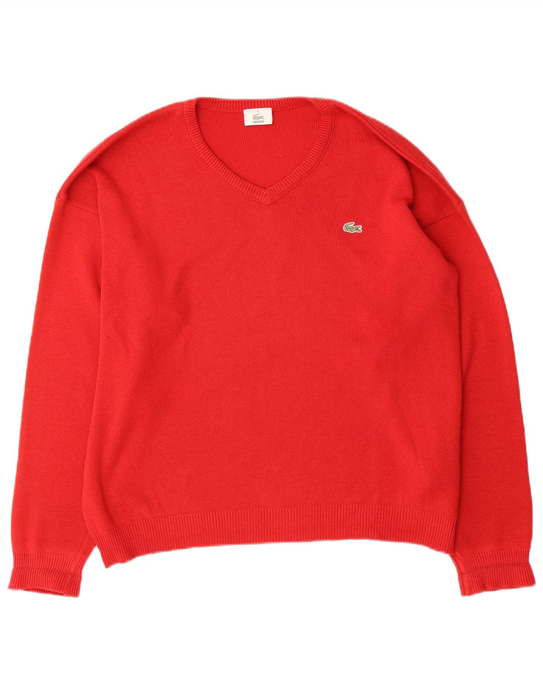 Lacoste Herre V-hals sweater str. 5 Large Rød Bomuld