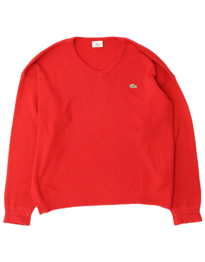 Lacoste Herre V-hals sweater str. 5 Large Rød Bomuld