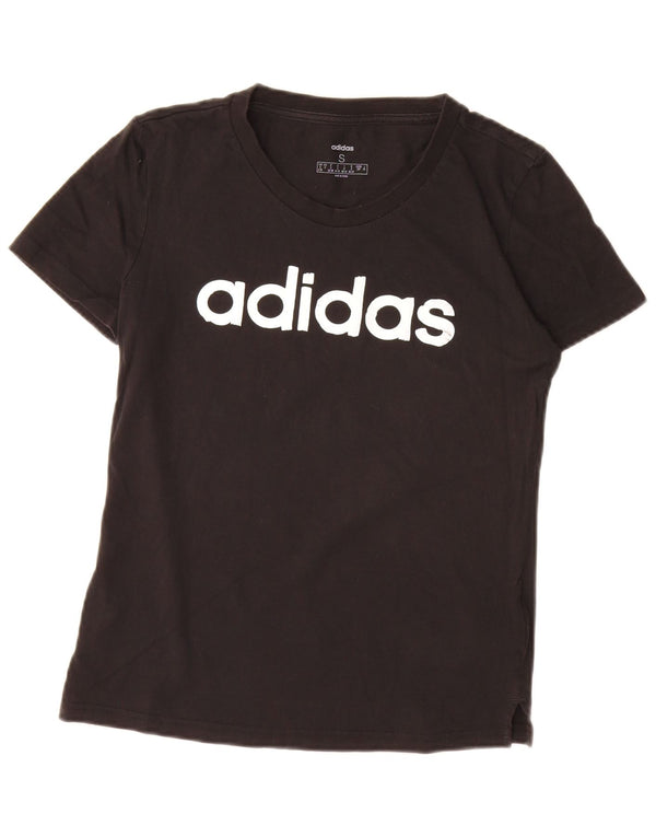 Adidas Womens Graphic T-Shirt Top UK 8/10 Small Black Cotton