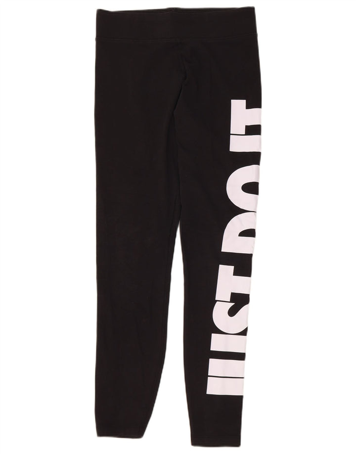 NIKE Grafiske Leggings til kvinder UK 12 Medium Sort Bomuld
