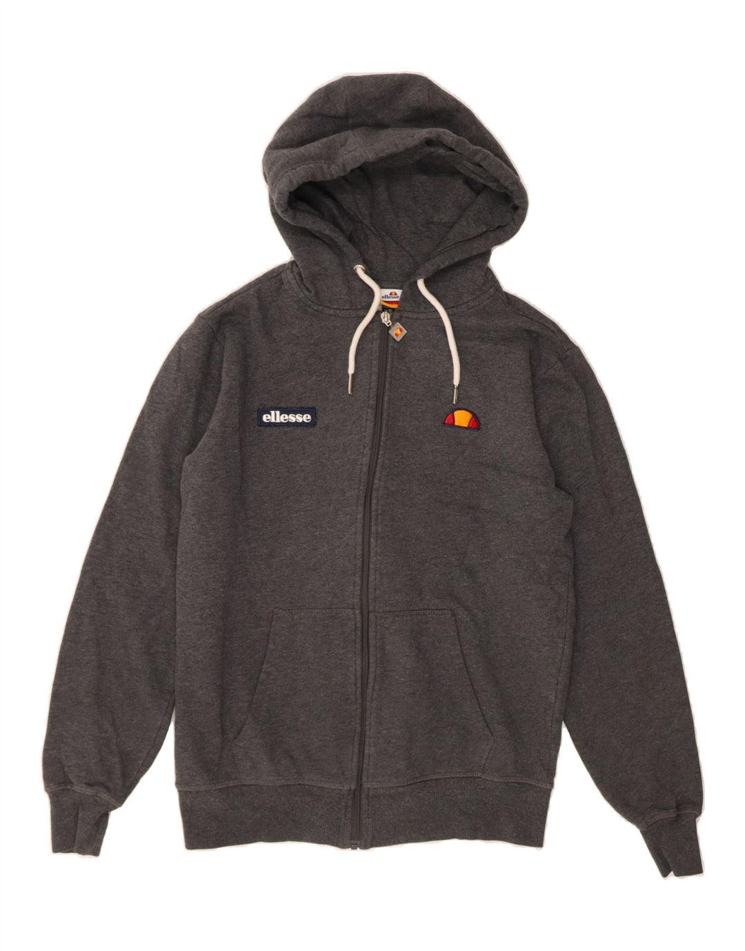 ELLESSE Womens Zip Hoodie Sweater UK 14 Medium Grey Cotton Vintage Ellesse and Second-Hand Ellesse from Messina Hembry 