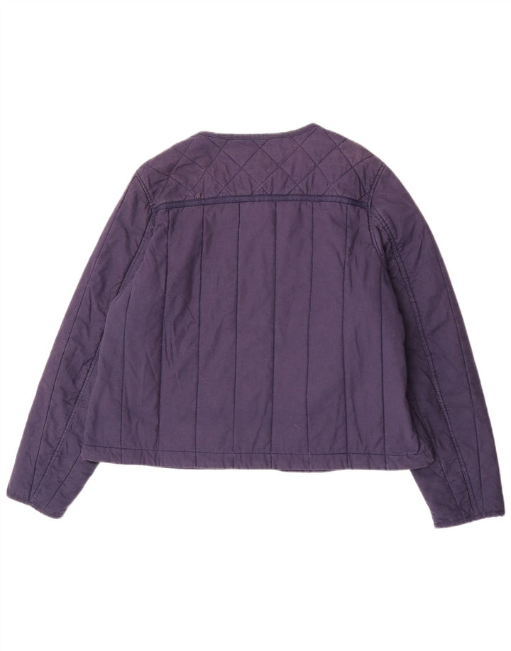 Fat Face Dame Quiltet Jakke UK 18 XL Navy Blue Bomuld