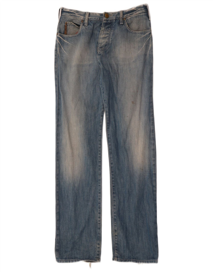 ARMANI Herre Graphic Distressed Straight Jeans W29 L31 Blå