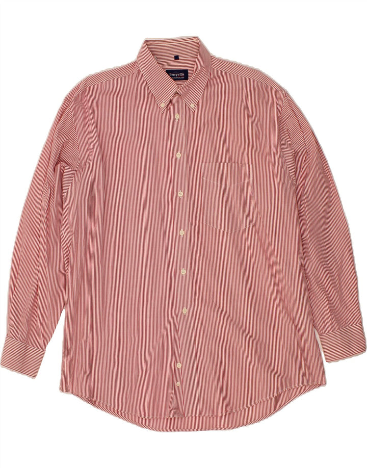VINTAGE Mens Shirt Size 44 XL Red Pinstripe Cotton Vintage Vintage and Second-Hand Vintage from Messina Hembry 