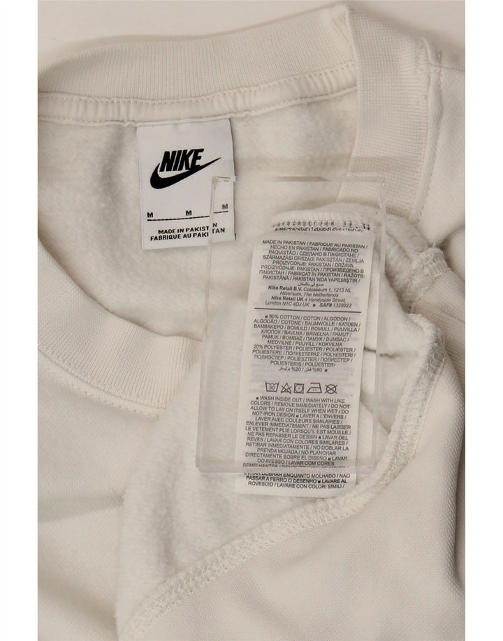 Nike Womens Oversized Crop Sweatshirt Jumper UK 14 Medium White Bomuld