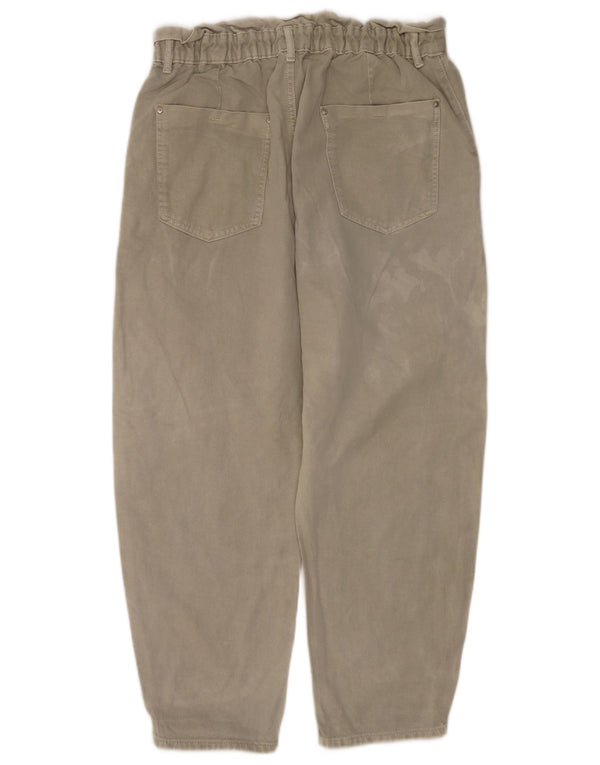 Zara Womens High Waist Cropped Jeans EU 44 XL W34 L25 Khaki