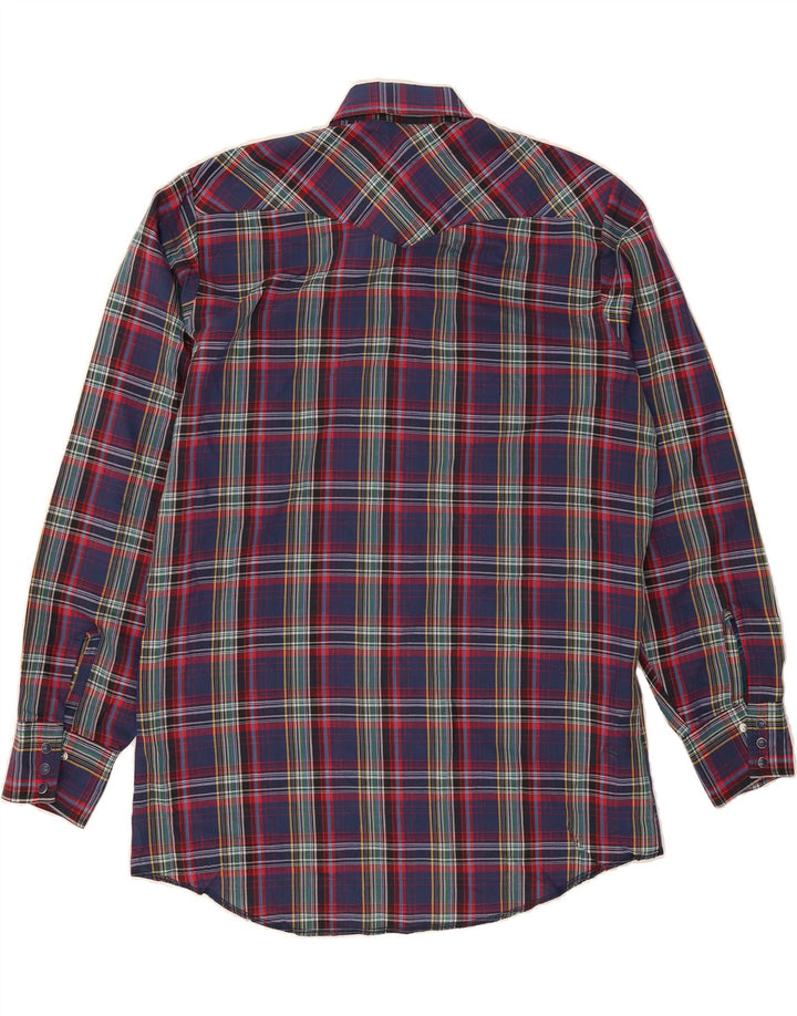 WRANGLER Mens Tall Shirt Large Navy Blue Check Polyester Vintage Wrangler and Second-Hand Wrangler from Messina Hembry 
