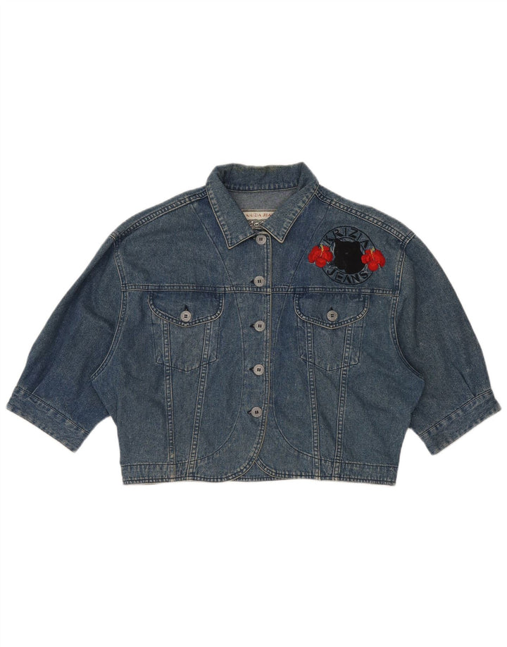 KRIZIA JEANS Dame Oversized Crop denimjakke IT 44 Medium Blue Floral