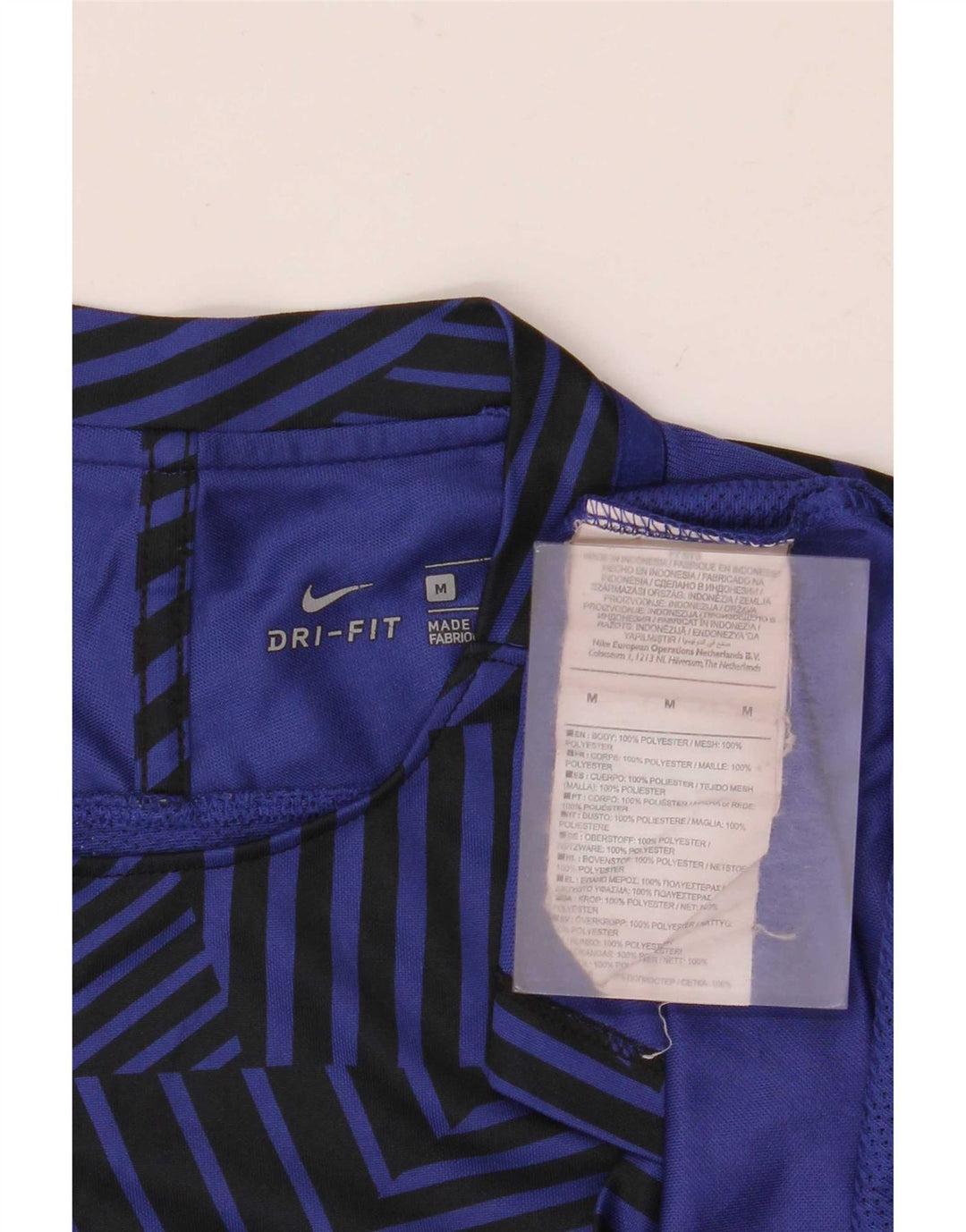 Nike herre Dri Fit T-shirt top mellem marineblå geometrisk polyester