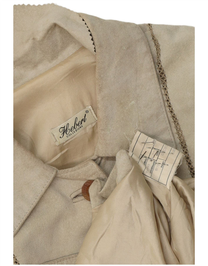 Vintage ruskindsfrakke til kvinder IT 44 mellemgrå læder