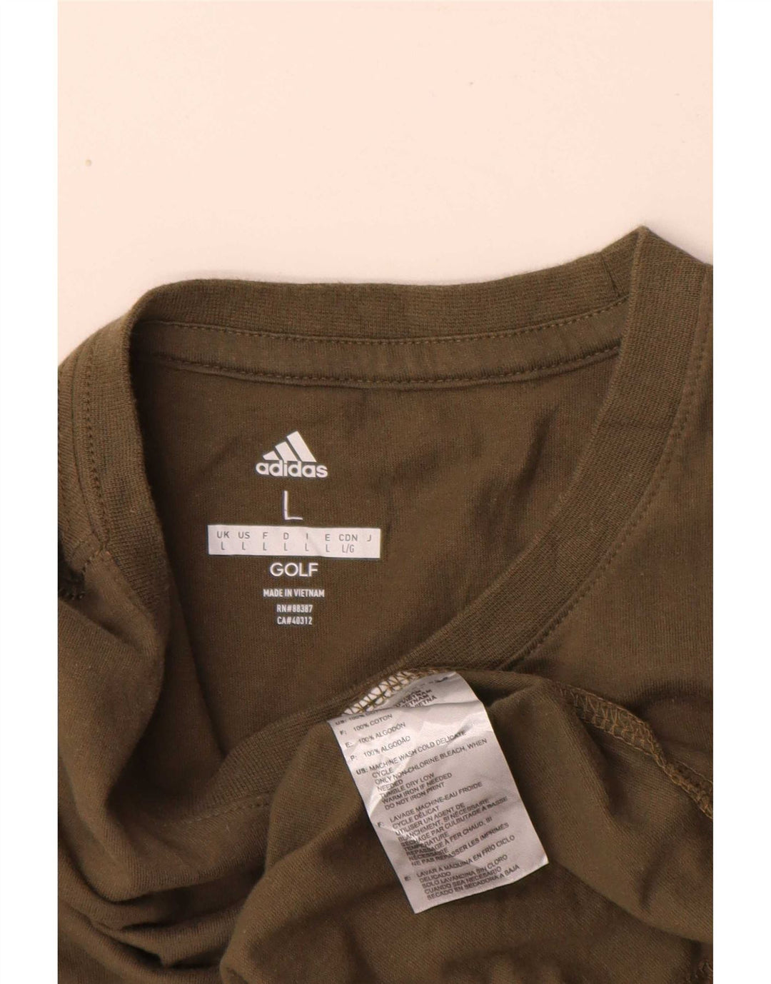 Adidas Herre Golf Grafisk T-Shirt Top Stor Khaki Bomuld