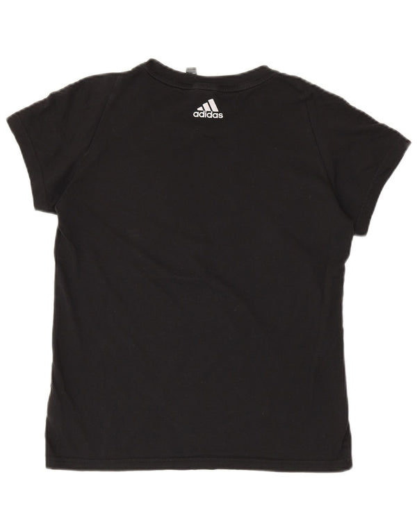 ADIDAS Grafisk T-shirt top til kvinder UK 8/10 Lille sort bomuld