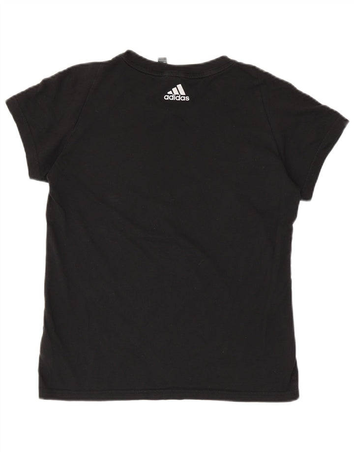 ADIDAS Grafisk T-shirt top til kvinder UK 8/10 Lille sort bomuld