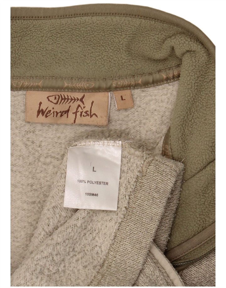 Weird Fish Herre Zip Neck Jumper Sweater Stor Khaki Polyester