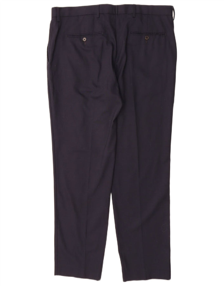 Marks & Spencer Straight Chino-bukser til mænd W36 L31 Marineblå uld