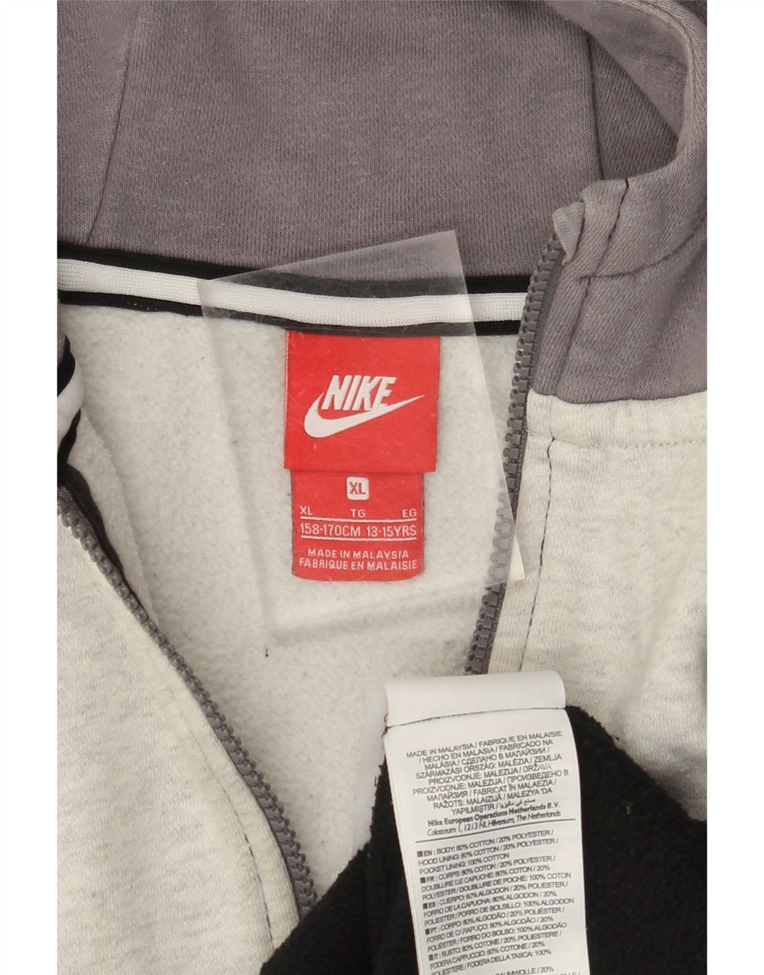 NIKE Air Graphic hættetrøje med lynlås til drenge 13-14 år XL Sort Colourblock