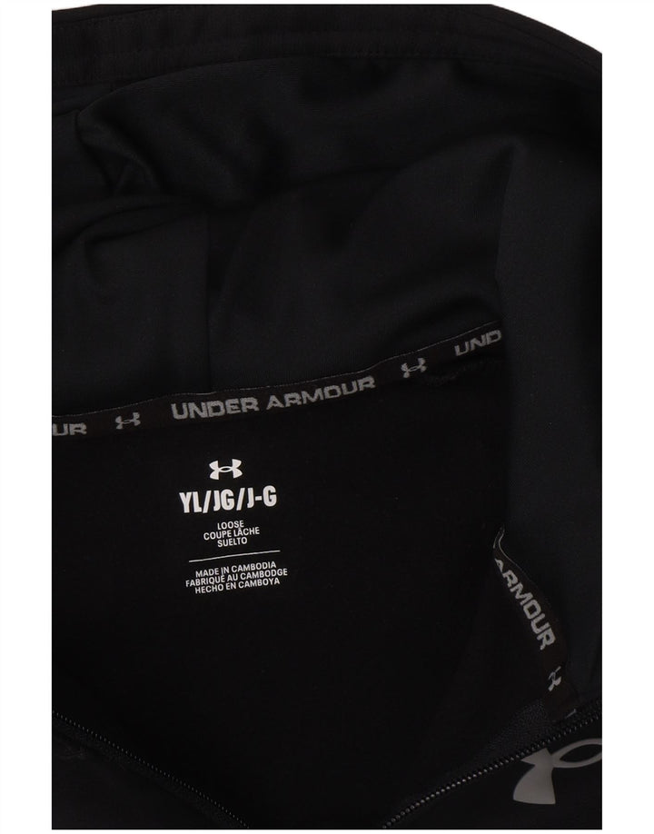 UNDER ARMOUR Boys Zip Hoodie Sweater 11-12 Years Large Black Polyester