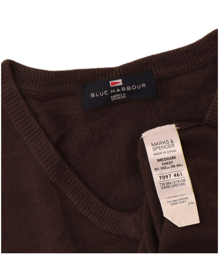 Marks & Spencer Herre Blue Harbor V-hals sweater Medium Grå Akryl