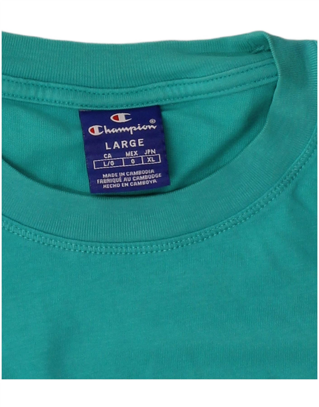 CHAMPION Womens Graphic T-Shirt Top UK 16 Large Turquoise