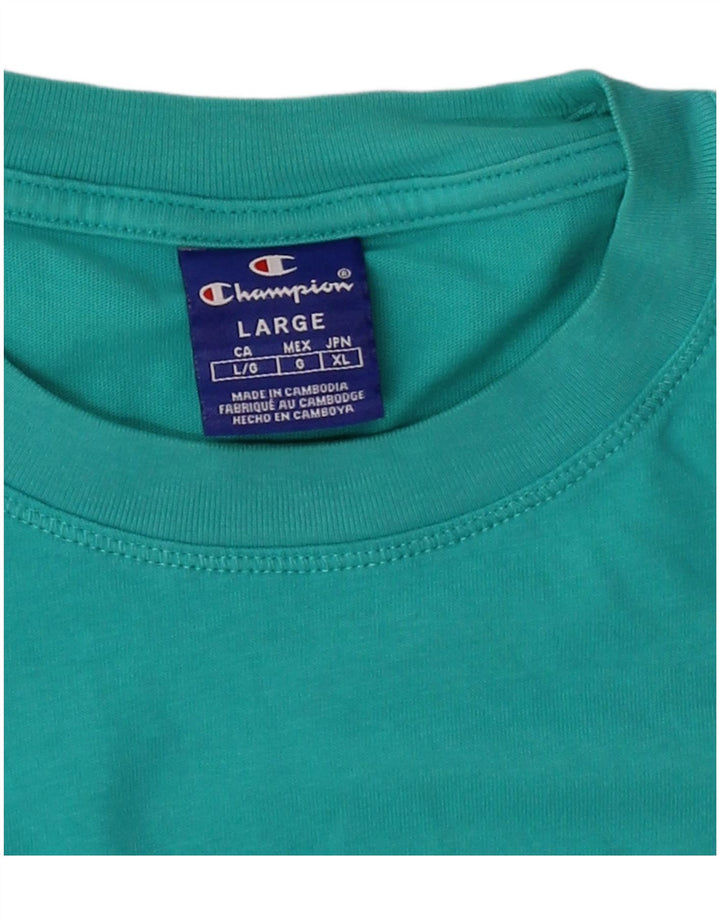 CHAMPION Womens Graphic T-Shirt Top UK 16 Large Turquoise