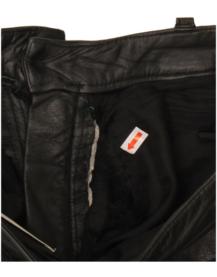 MOUTON BLANC Womens Straight Leather Trousers Large W30 L28 Black